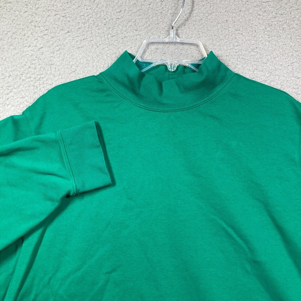 Lands' End Mock Neck Shirt‎ Womens Plus 3X Green Relaxed Fit Long Sleeve Stretch
